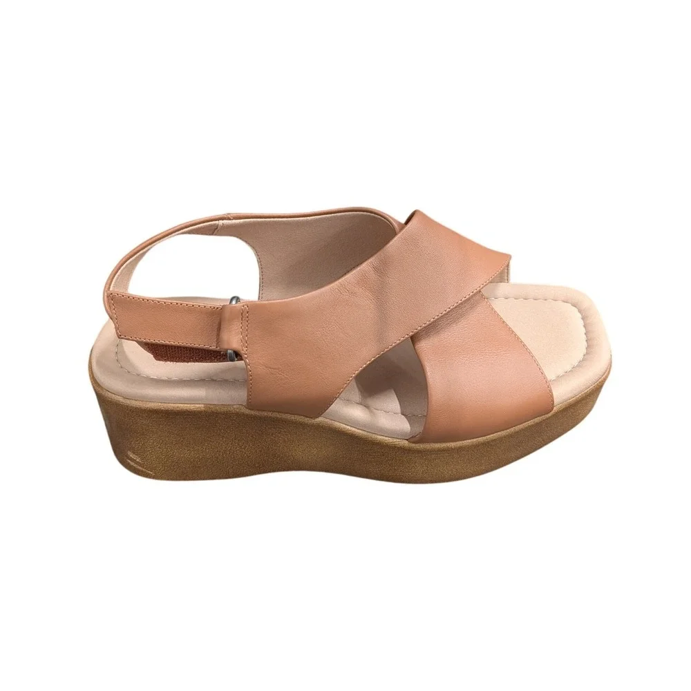 Women's Tan Platform Wedge Sandals wide width